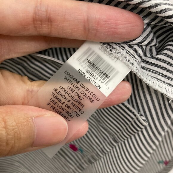 COURT & ROWE size 3X Striped Floral Embroidered Bow Tie Sleeve Button Down - Picture 9 of 11
